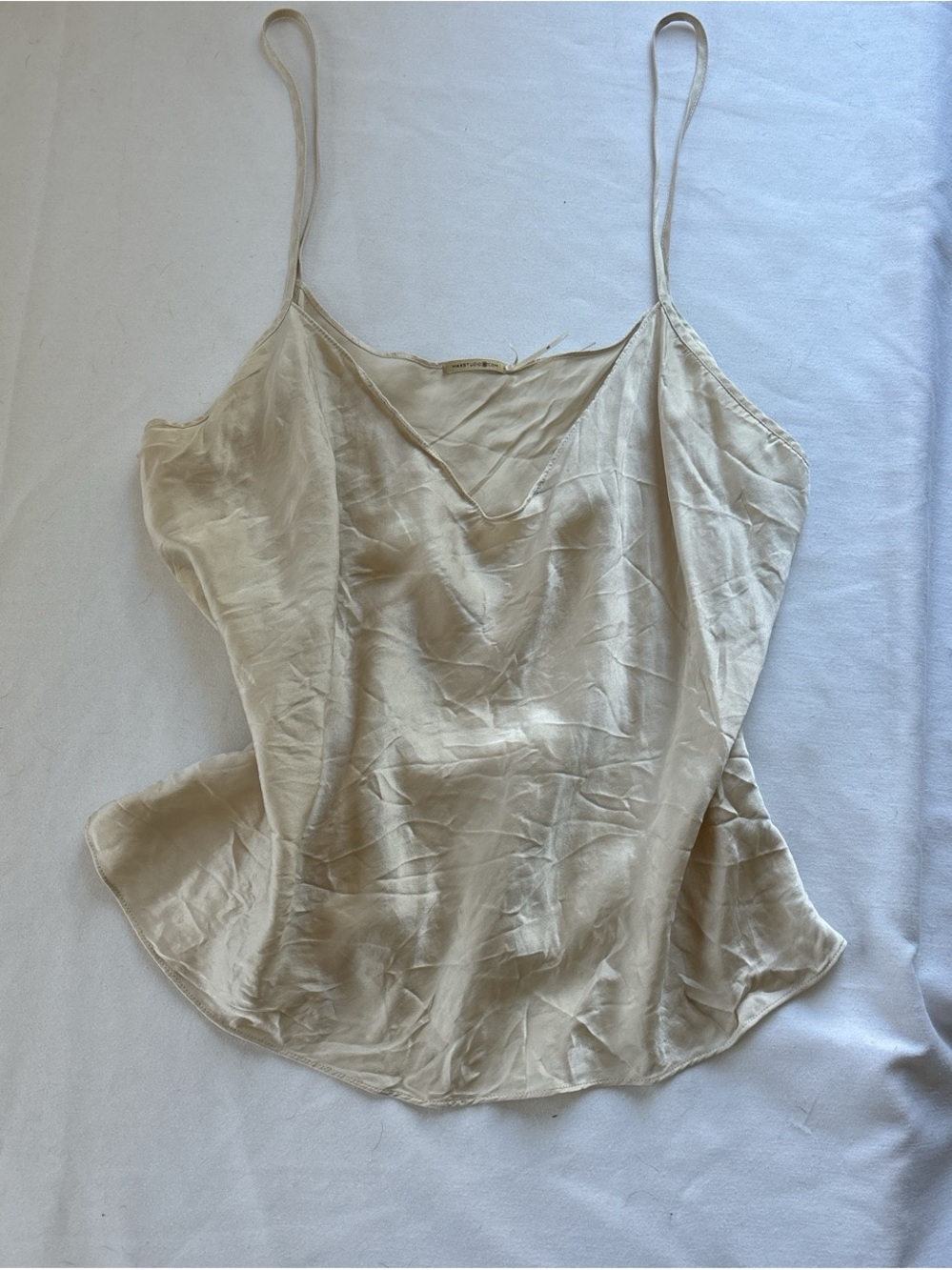 100% Silk Cream Spaghetti Strap Cami Top XL